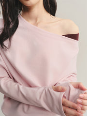 Women's Asymmetric Colorblock Collar Knit Sweater
