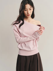 Women's Asymmetric Colorblock Collar Knit Sweater