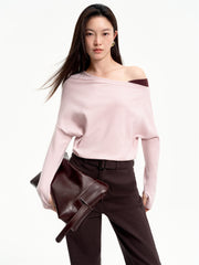 Women's Asymmetric Colorblock Collar Knit Sweater