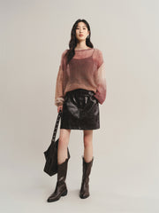 Women's Ombre Mohair Lantern-Sleeve Sweater