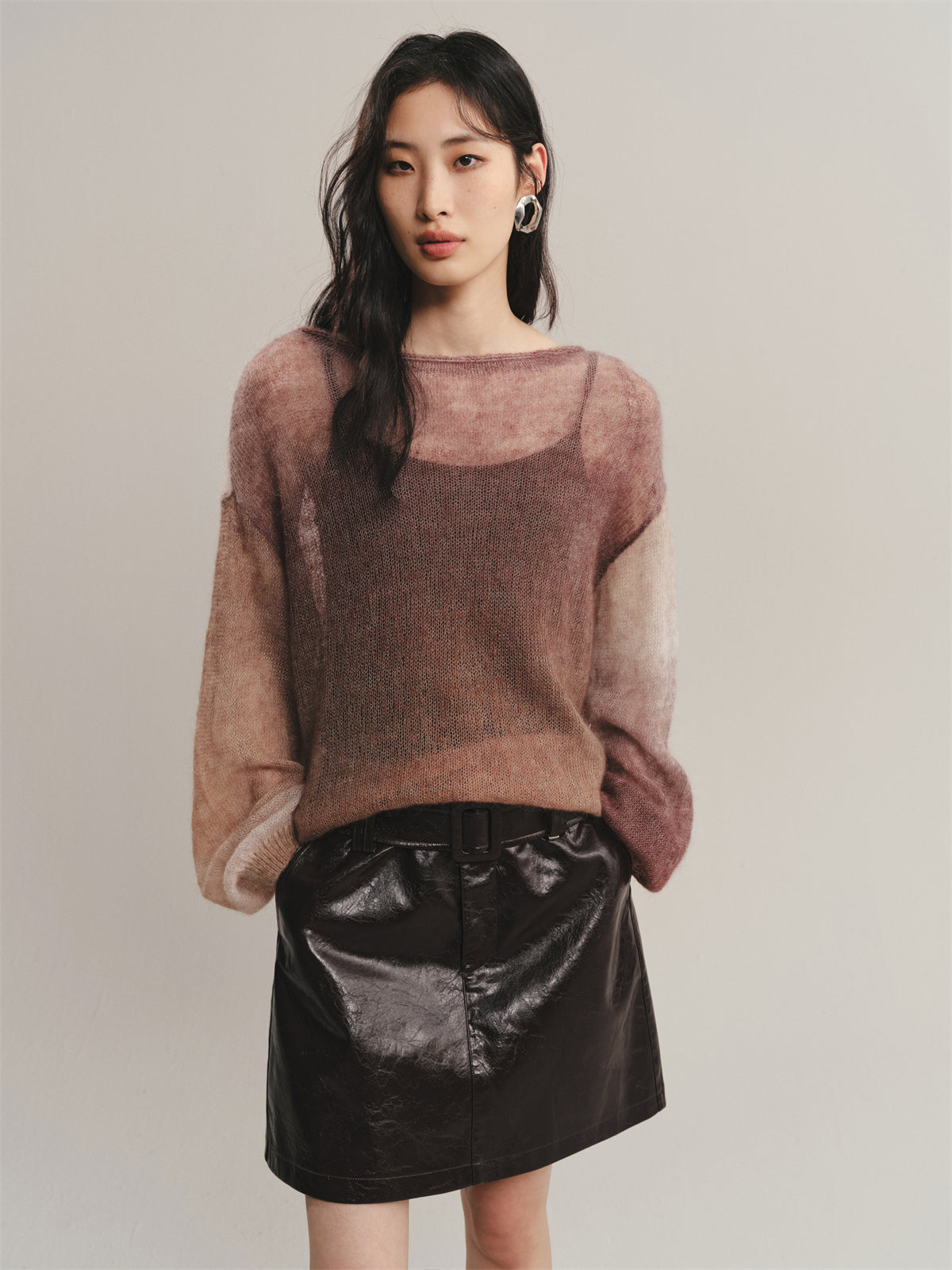 Women's Ombre Mohair Lantern-Sleeve Sweater