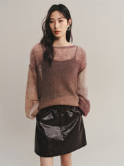 Women's Ombre Mohair Lantern-Sleeve Sweater