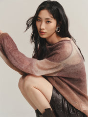 Women's Ombre Mohair Lantern-Sleeve Sweater