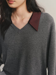 Women's Detachable V-Neck Wool-Blend Sweater