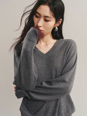 Women's Detachable V-Neck Wool-Blend Sweater