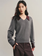 Women's Detachable V-Neck Wool-Blend Sweater