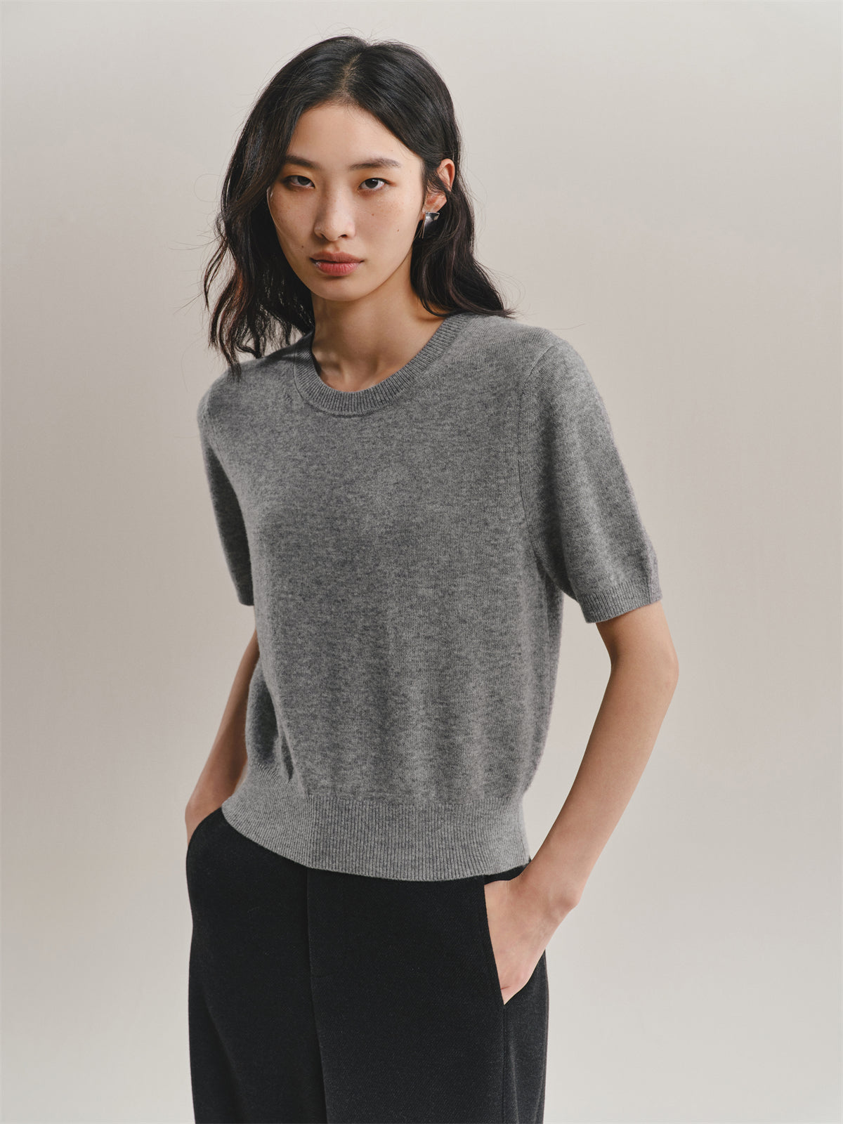 Women's Cashmere-Blend Short-Sleeve Knit Top