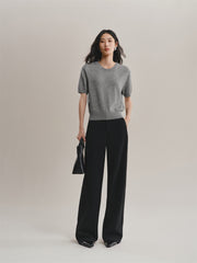 Women's Cashmere-Blend Short-Sleeve Knit Top