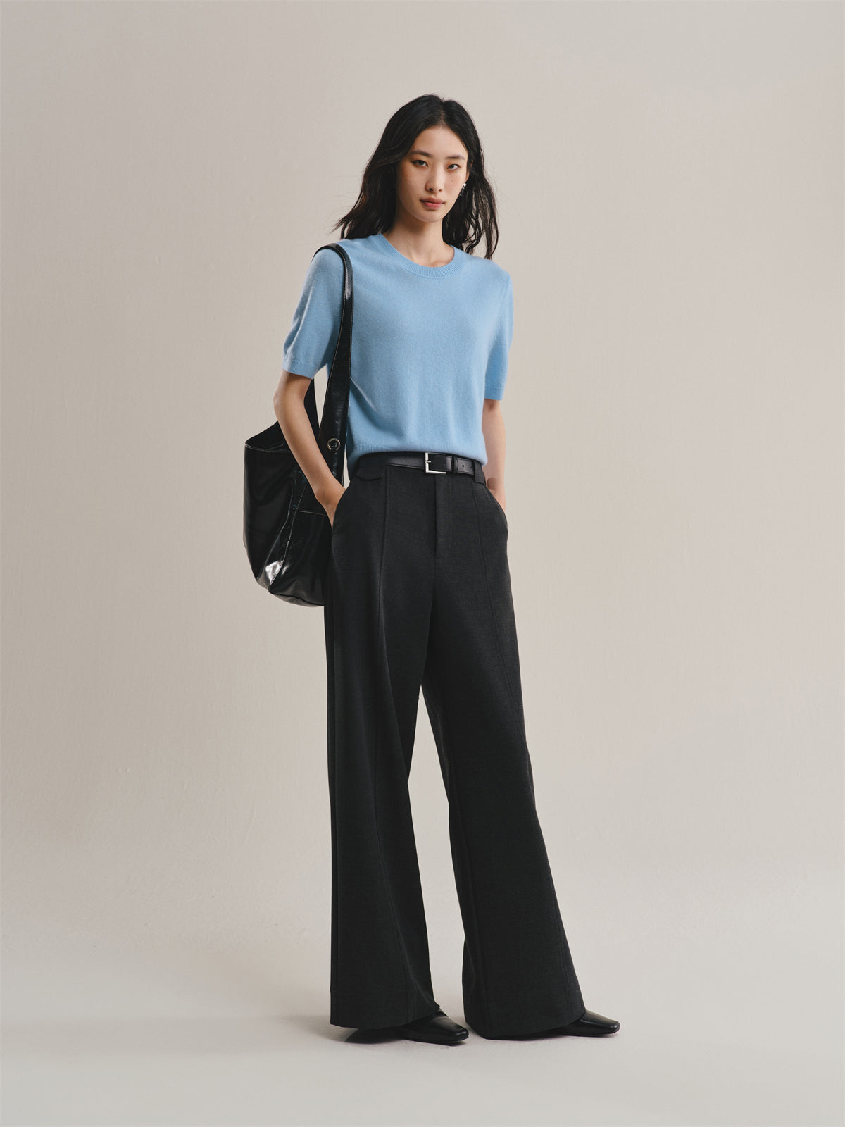 Women's Cashmere-Blend Short-Sleeve Knit Top