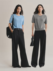 Women's Cashmere-Blend Short-Sleeve Knit Top