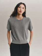 Women's Cashmere-Blend Short-Sleeve Knit Top