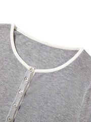 Women's Contrast-Trim Henley Knit Top