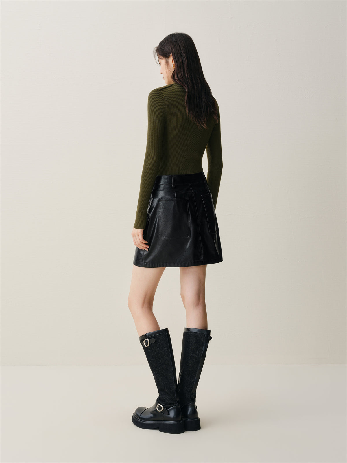 Women's Wool-Blend Half-Placket Slim Knit Top