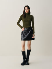 Women's Wool-Blend Half-Placket Slim Knit Top