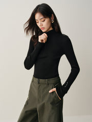 Women's Wool-Blend Half-Placket Slim Knit Top