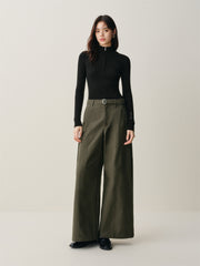 Women's Wool-Blend Half-Placket Slim Knit Top