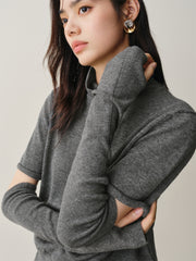 Women's Knit Sweater with Detachable Sleeves