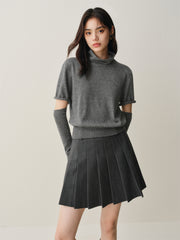 Women's Knit Sweater with Detachable Sleeves