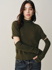 Women's Knit Sweater with Detachable Sleeves