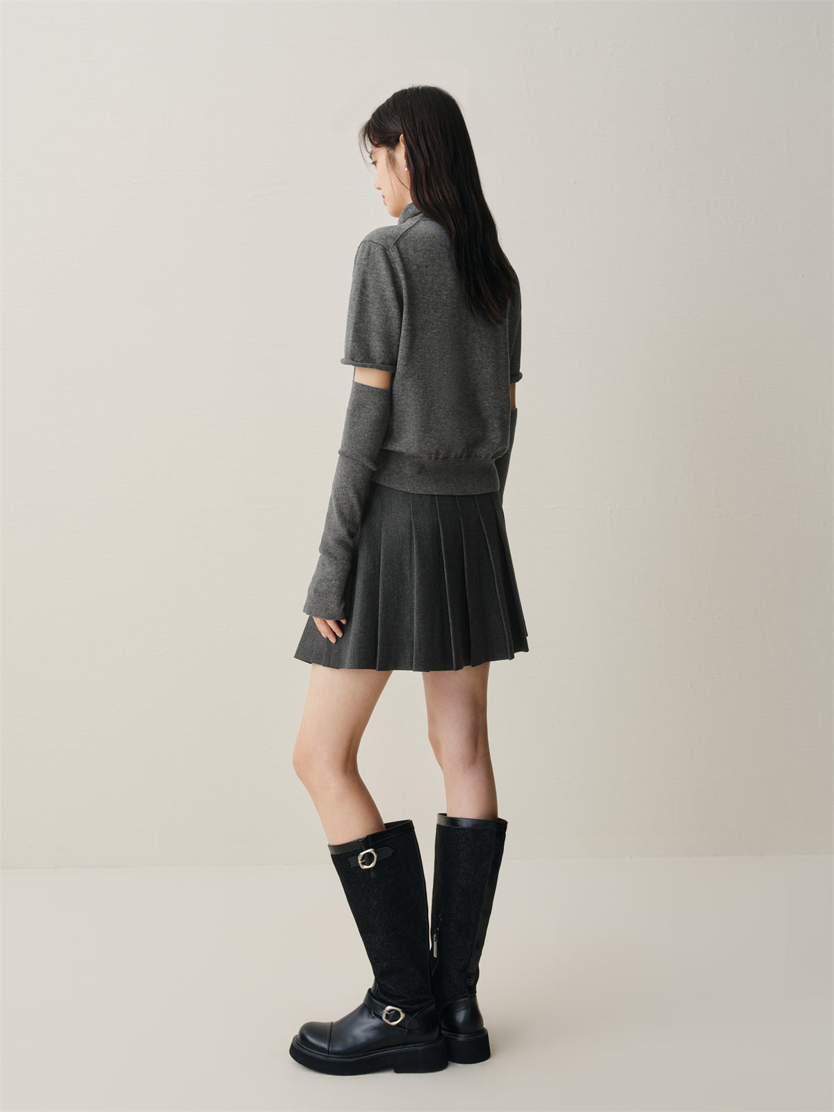 Women's Knit Sweater with Detachable Sleeves