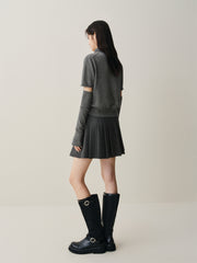 Women's Knit Sweater with Detachable Sleeves