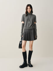 Women's Knit Sweater with Detachable Sleeves