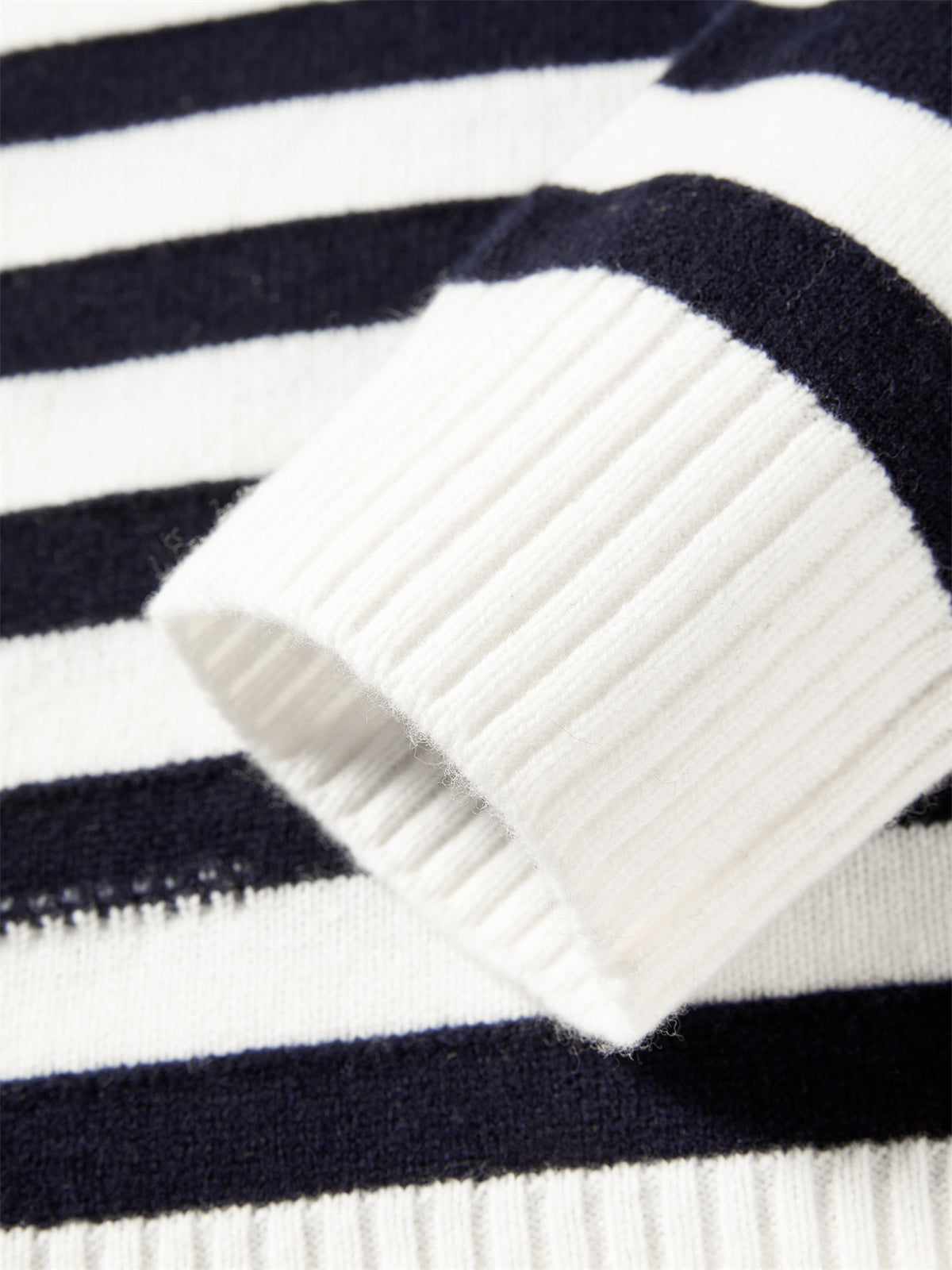 Women's Pure Wool Mock-Neck Striped Sweater