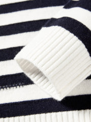 Women's Pure Wool Mock-Neck Striped Sweater