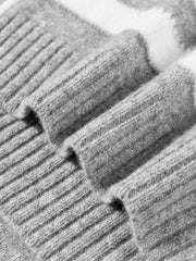 Women's Pure Wool Mock-Neck Striped Sweater