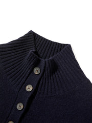 Women's Pure Wool Mock-Neck Striped Sweater