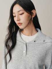 Women's Wide-Lapel Pullover Knit Sweater