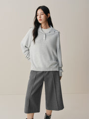 Women's Wide-Lapel Pullover Knit Sweater