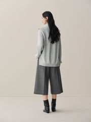 Women's Wide-Lapel Pullover Knit Sweater