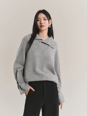 Women's Cashmere-Blend Asymmetric-Neck Knit Sweater