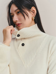 Women's Cashmere-Blend Asymmetric-Neck Knit Sweater