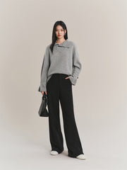 Women's Cashmere-Blend Asymmetric-Neck Knit Sweater