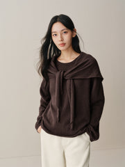 Women's Rabbit-Hair Blend Pullover with Detachable Cape