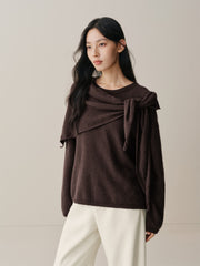 Women's Rabbit-Hair Blend Pullover with Detachable Cape