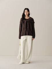 Women's Rabbit-Hair Blend Pullover with Detachable Cape