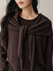 Women's Rabbit-Hair Blend Pullover with Detachable Cape