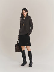 Women's Half-Zip Cable-Knit Sweater