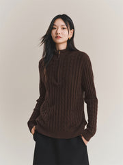 Women's Half-Zip Cable-Knit Sweater