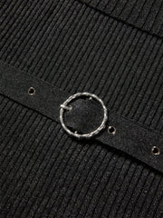 Women's Metallic Off-Shoulder Knit Top with Belt