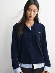 Women's Wool-Blend Layered-Look Knit Top