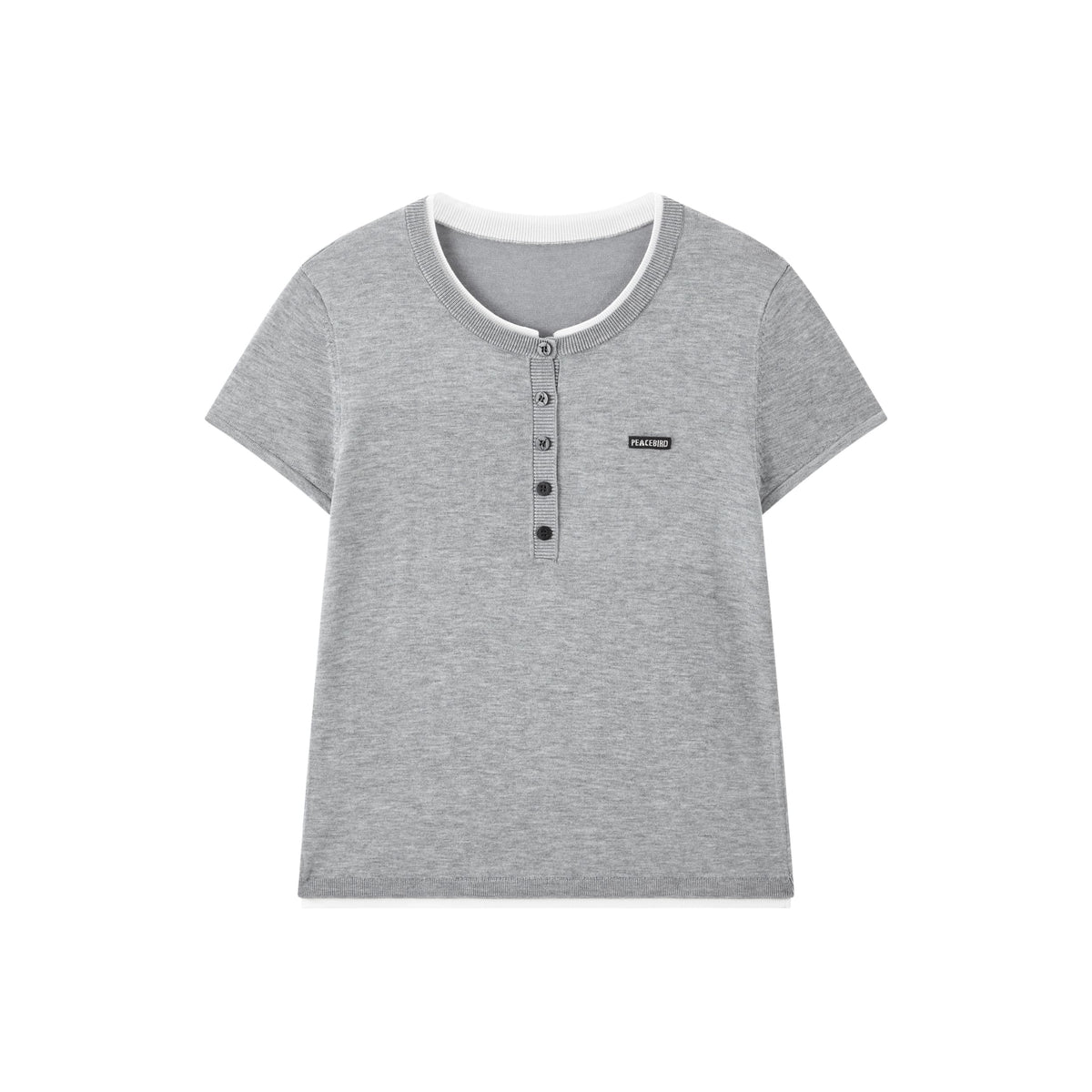 Women's Henley Neck Layered Look T-Shirt