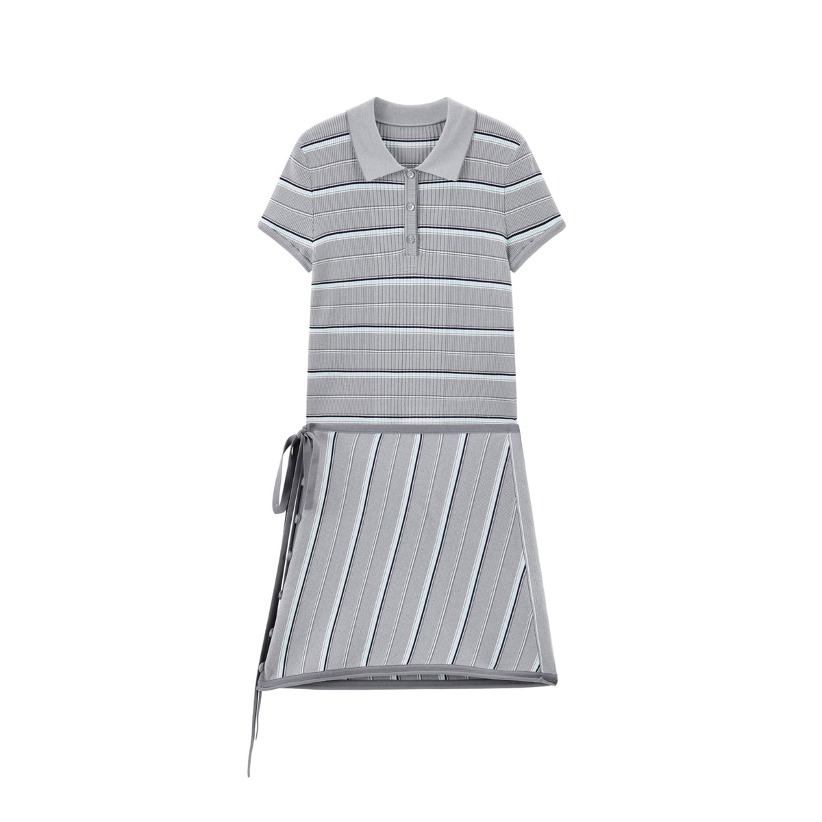 Women's Striped Knit Polo with Side Slits
