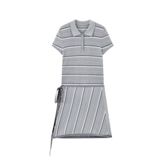Women's Striped Knit Polo with Side Slits