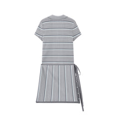 Women's Striped Knit Polo with Side Slits