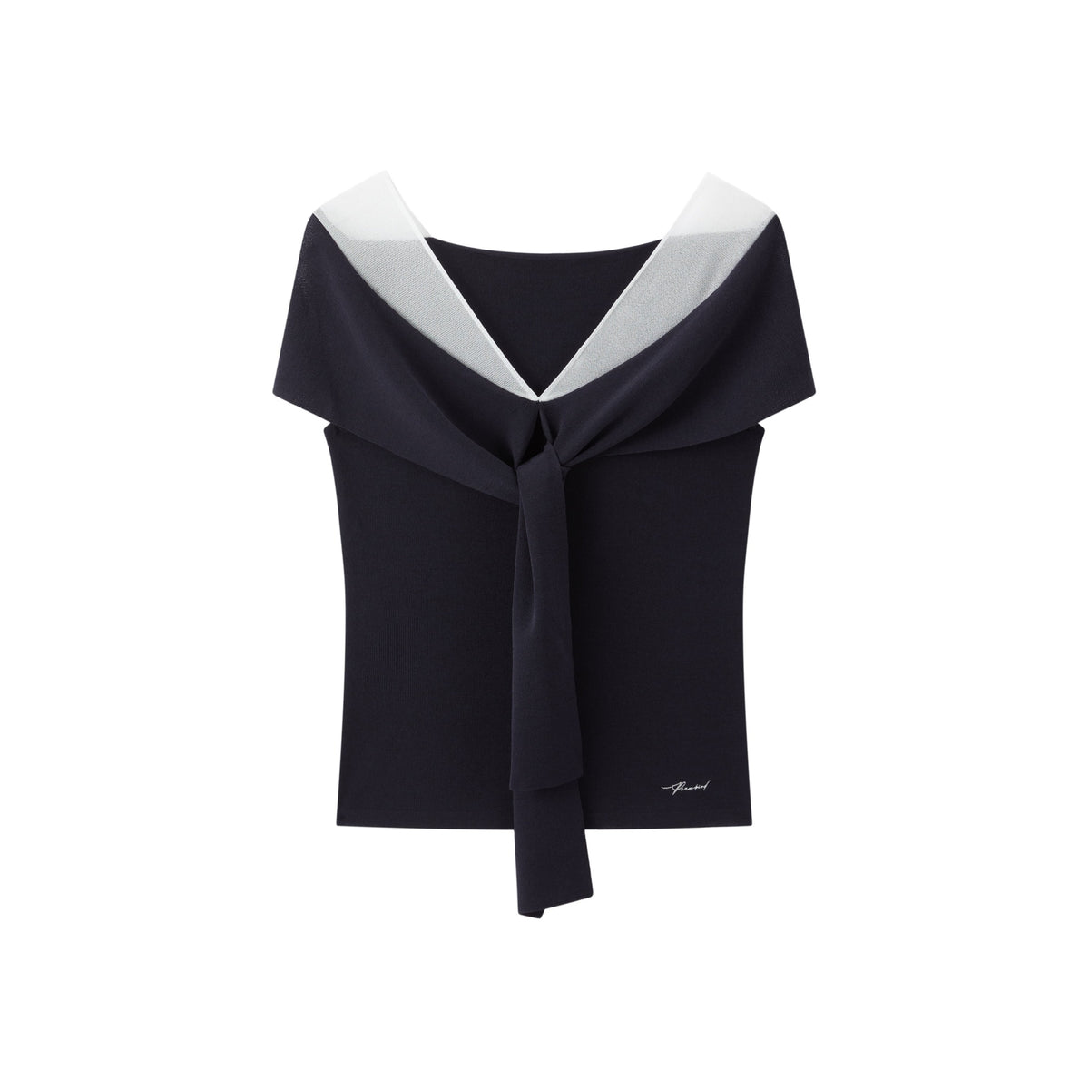Women's V-neck Tie-front Short Sleeve Knit Top