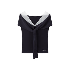Women's V-neck Tie-front Short Sleeve Knit Top